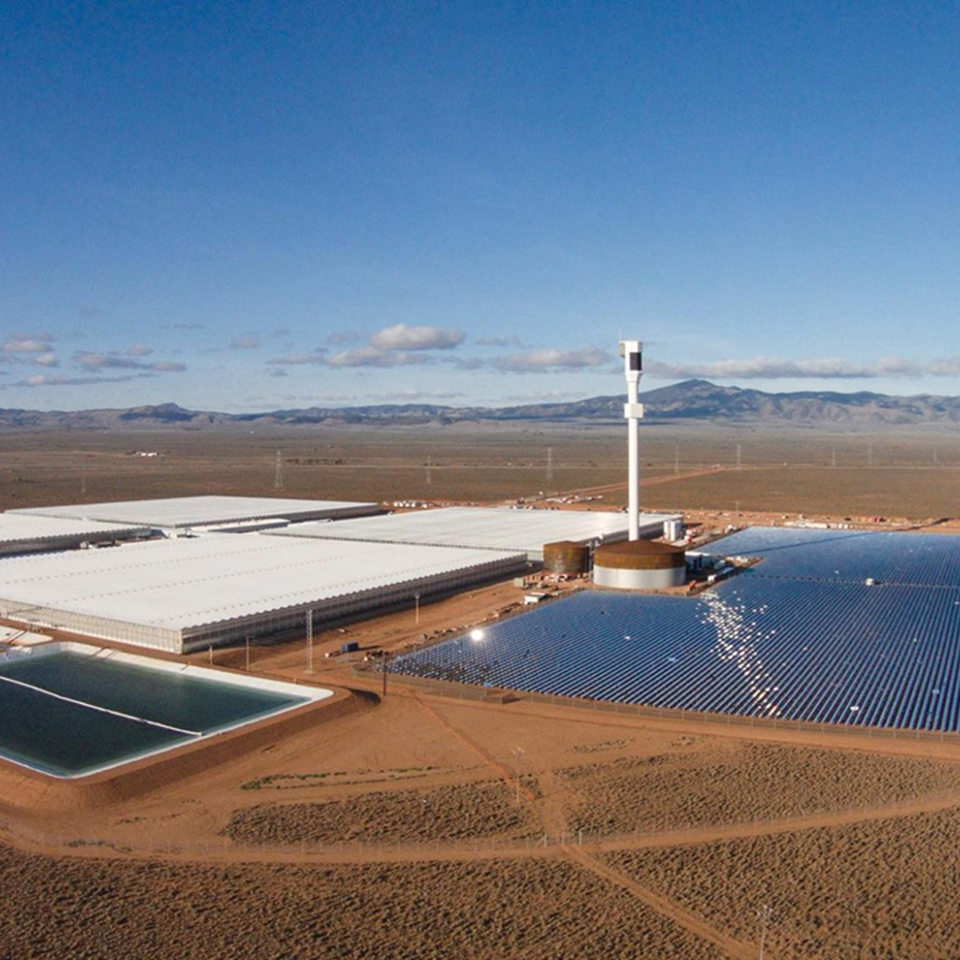 Sundrop Farms high tech turnkey greenhouse complex operating in an arid desert climate.